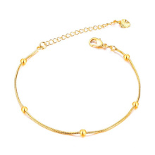 Korea imitated gold thin chain bracelet women gold plated copper beaded bracelets snake bone chains